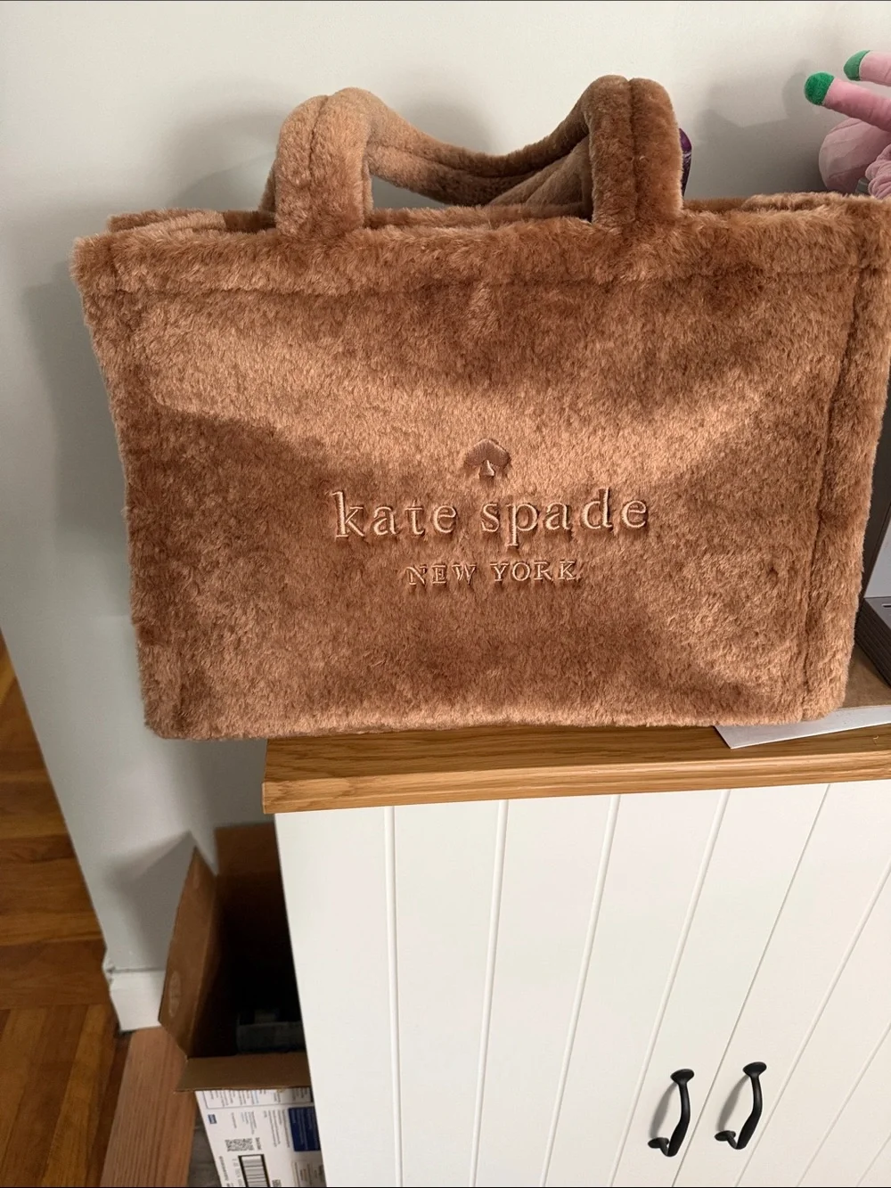 kate spade Plush Faux Fur Tote in Warm Brown